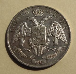 1905 Peru Silver Medal Inauguration Central Marketplace Consejo Lima Eagle Unc