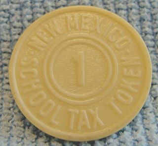 Token - Mexico School Tax - 1941 – 1949 - 1 Mill - Plastic - Gray - White