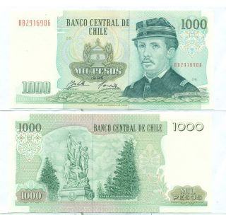 Chile Note 1000 Pesos Serial Hb Block 26 1995 P 154f Au