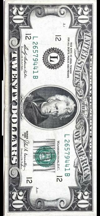 1969a District (l) $20 Federal Reserve Note Twenty Dollar Bill, .  441