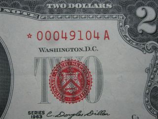 1963 $2 Star Note Red Seal 000 Crisp Legal Tender Star Note 0004