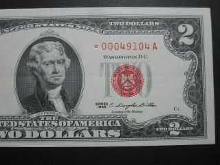1963 $2 Star Note Red Seal 000 CRISP Legal Tender Star Note 0004 2