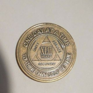 Aa Alcoholics Anonymous Bronze 42 Year Coin Token Medallion