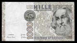 World Paper Money - Italy 1000 Lire 1982 P109 @ Vf