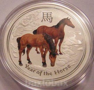 2014 Australian Lunar Year Of The Horse Colorized 1 Oz.  Silver Coin Bu