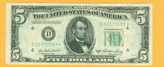 1950 - A $5 Five Dollars Star Frn Federal Reserve Note Cleveland