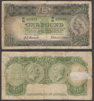 Australia 1 Pound 1953 - 60 (vg) Banknote P - 30