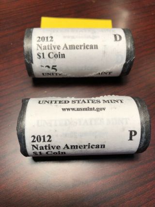 2012 - P & 2012 - D Sacagawea Native American Dollar U.  S.  Wrapped Rolls - Unc