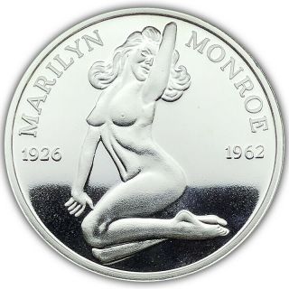 Marilyn Monroe Nude Proof 1 Oz.  999 Fine Silver Art Coin (4453)