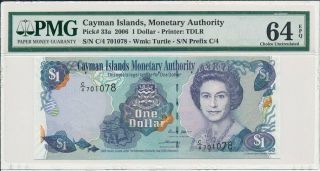 Monetary Authority Cayman Islands $1 2006 S/no 70x078 Pmg 64epq