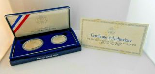 1993 - S Bill Of Rights 2 Coin Commemorative Proof Silver Dollars - Box W/coa
