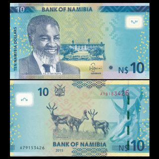 Namibia 10 Dollars,  2015,  P - 11,  Unc