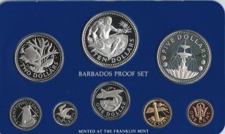 Barbados - 1979 8pc Proof Set - 1c - $10 In Fm Card Of Issue