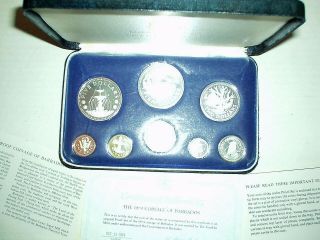 1974 Franklin Barbados Proof Set 8 Coins With Case