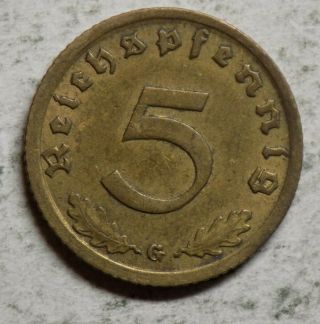 Nazi Germany 1939g 5 Reichspfennig Coin