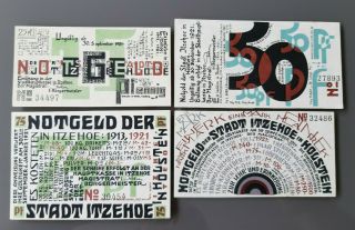 Itzehoe Notgeld 25,  50,  75 Pfennig,  1 Mark 1921 Emergency Money Germany (10269)