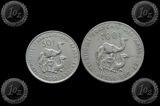 French Afars And Issas 2 Coins 1970: 50 Francs,  100 Francs 1970 (camels) Xf