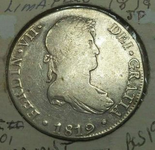 1819 Mexico Lima 8 Reales Spanish Colonial Silver Bcs19