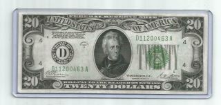 1928 B $20 Dollar Federal Reserve Note Bank Of Cleveland Redeemable In Gold