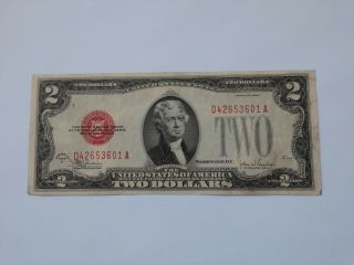 1928 - F $2 Two Dollar Red Seal United States Note D 42653601 A