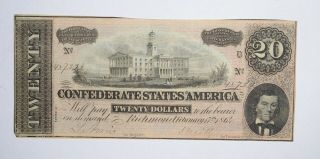 Civil War 1864 $20.  00 Confederate States Horse Blanket Note 732