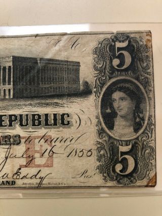 1855 $5 five dollar Bank of the Republic Providence,  Rhode Island 5