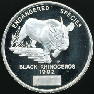 Vintage 1992 Endangered Species Black Rhino 1 Oz.  999 Proof - Like Silver Round