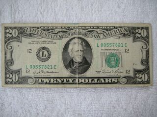 1991 $20 Dollar Bill Federal Reserve Bank Of San Francisco California L00557821e