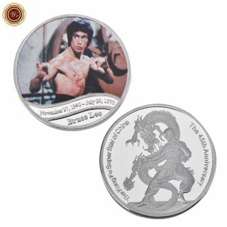 Wr Chinese Dragon Jeet Kune Do Master Bruce Lee 45th Anniversary Silver Coin
