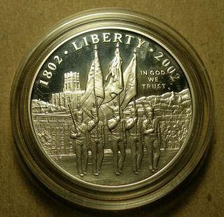 U.  S.  2002 U.  S.  Military Academy Bicentennial Proof Silver Dollar