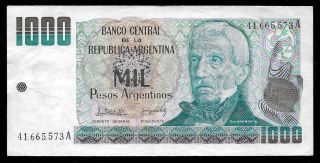 World Paper Money - Argentina 1000 Pesos Argentinos Nd 1984 P317 @ Vf