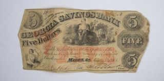 Civil War 1864 $5.  00 Confederate States Horse Blanket Note 655