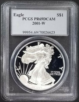 2001 W Proof Silver Eagle Certified Pr 69 Dcam By Pcgs