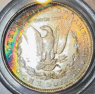 1888 - O Morgan Dollar Pcgs Ms64 Dual Side Toning Crescent Rainbow Toned Reverse