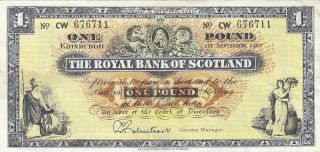 Royal Bank Of Scotland 1 Pound Robertson 1967 P - 325 Vf,