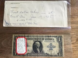 1923 Large $1 Silver Certificate Note taken in at Terrill Inn,  Plainfied,  N.  J. 5