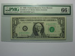 1969 $1 Dollar Frn Boston Star Note Fr 1903 - A Pmg Gem Unc - 66 Epq