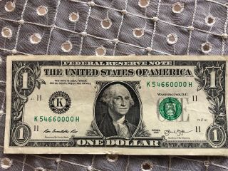 Trailing Solid Quad Of 0000 In $1 Dollar Bill,  Fancy Unique Serial Number Notes