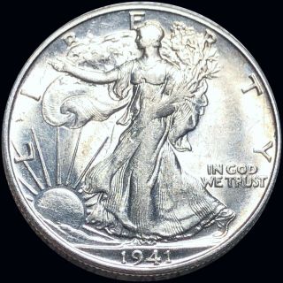 1941 - S Walking Half Dollar Highly Uncirculated Liberty Silver Collectible Coinnr