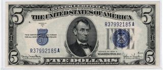 1934 Series $5 Silver Certificate,  Large Blue Seal Au (5 Available)