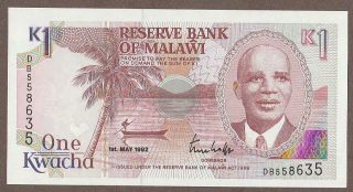 1992 Malawi 1 Kwacha Note Unc