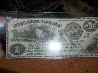 1873 South Carolina 1 Dollar Bank Note Auth.