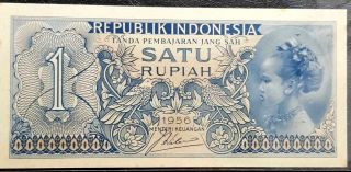 1956 Indonesia (1) Satu Rupiah Banknote Unc (, 1 B.  Note) D5948