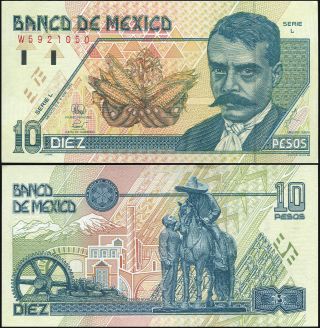 Mexico Banknote 10 Pesos - P.  105a [serie L] 06.  05.  1994 Unc