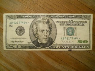 1996 Federal Reserve Twenty Dollar $20 Star Note From Circulation Robert Rubin