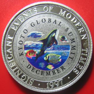 1997 Somalia 250 Shillings Silver Proof Killer Whale Fish Kyoto Global Summit