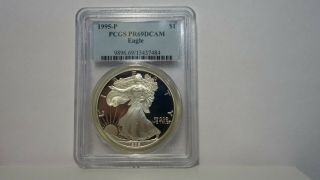 1995 - P 1oz.  Proof American Silver Eagle Pcgs Pr69dcam Coin Key Date