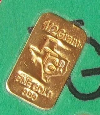 1/2 Gram Gold Of 24k Tgr Premium Bullion Bar Pure 999.  9 Fine Certified Ingot