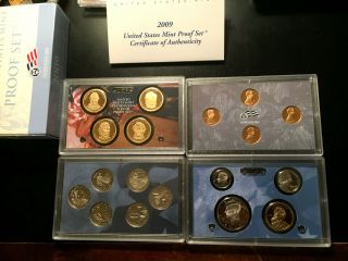 2009 United States Proof Set - 18 Coins W/ Box And Us Ac