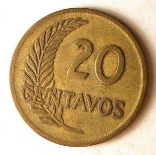1952 PERU 20 CENTAVOS - Uncommon Collectible Coin - - Peru Bin B 2